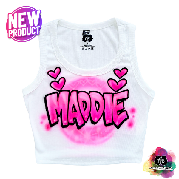 airbrush custom spray paint  Airbrush Block Name Crop Top - Hearts shirts hats shoes outfit  graffiti 90s 80s design t-shirts  Airbrush Brothers