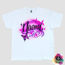 airbrush custom spray paint  Airbrush Butterflies w/ Swirls Shirt Design shirts hats shoes outfit  graffiti 90s 80s design t-shirts  Airbrush Brothers Shirt