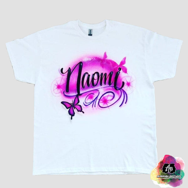 airbrush custom spray paint  Airbrush Butterflies w/ Swirls Shirt Design shirts hats shoes outfit  graffiti 90s 80s design t-shirts  Airbrush Brothers Shirt