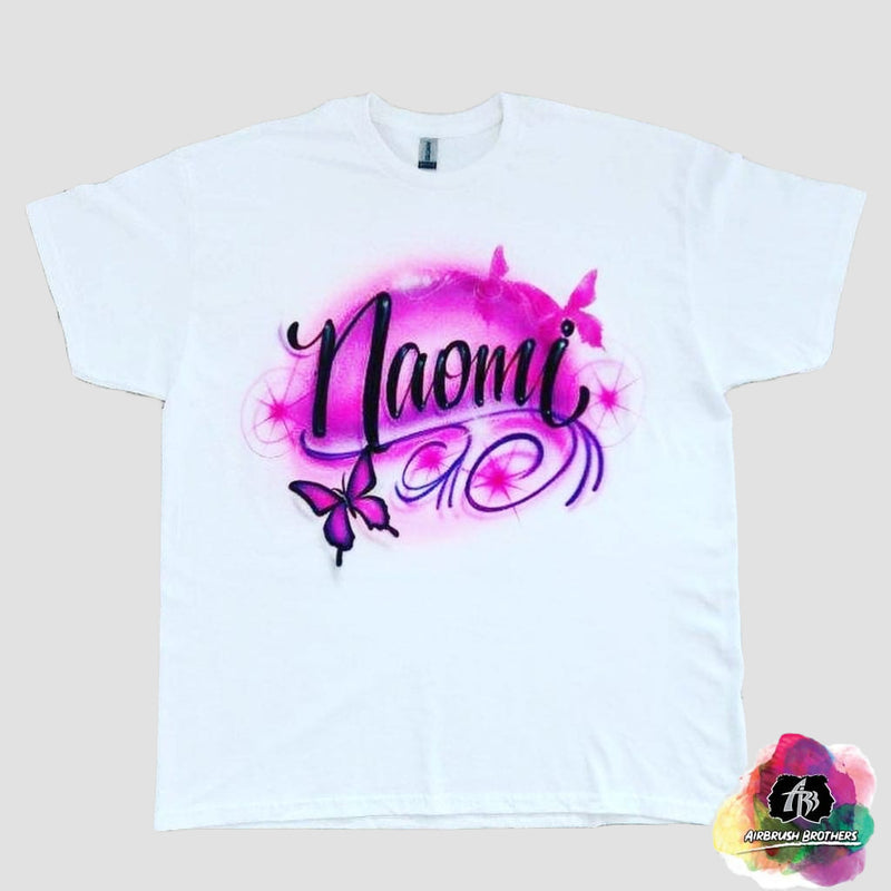 airbrush custom spray paint  Airbrush Butterflies w/ Swirls Shirt Design shirts hats shoes outfit  graffiti 90s 80s design t-shirts  Airbrush Brothers Shirt