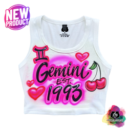 airbrush custom spray paint  Airbrush Gemini Crop Top - Zodiac Design shirts hats shoes outfit  graffiti 90s 80s design t-shirts  Airbrush Brothers