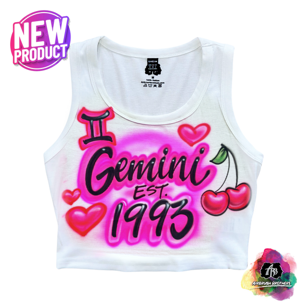 airbrush custom spray paint  Airbrush Gemini Crop Top - Zodiac Design shirts hats shoes outfit  graffiti 90s 80s design t-shirts  Airbrush Brothers