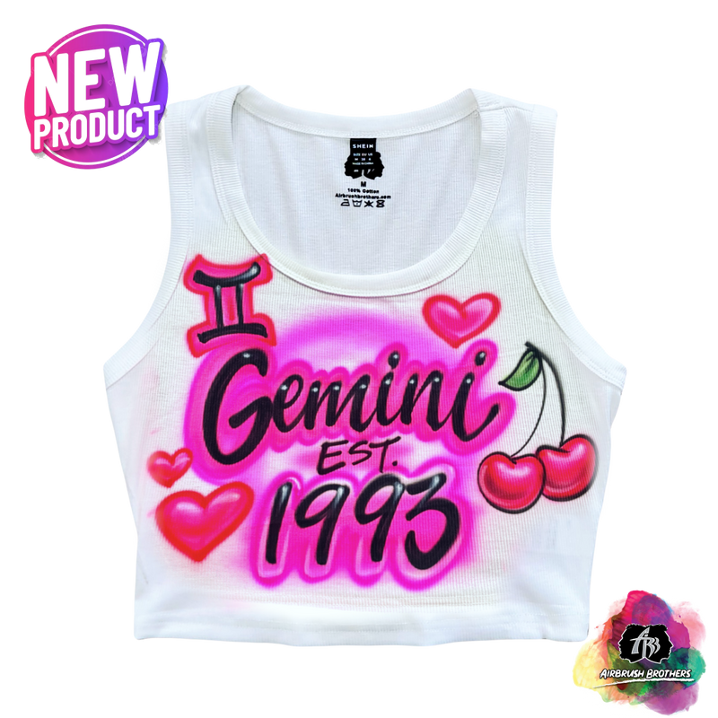 airbrush custom spray paint  Airbrush Gemini Crop Top - Zodiac Design shirts hats shoes outfit  graffiti 90s 80s design t-shirts  Airbrush Brothers