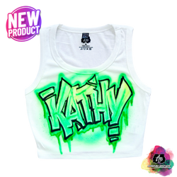 airbrush custom spray paint  Airbrush Graffiti Name Crop Top - Tag Design shirts hats shoes outfit  graffiti 90s 80s design t-shirts  Airbrush Brothers