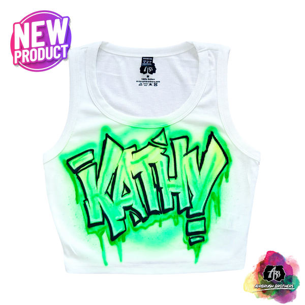 airbrush custom spray paint  Airbrush Graffiti Name Crop Top - Tag Design shirts hats shoes outfit  graffiti 90s 80s design t-shirts  Airbrush Brothers