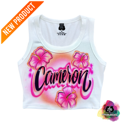 airbrush custom spray paint  Airbrush Hawaiian Flowers Crop Top Design shirts hats shoes outfit  graffiti 90s 80s design t-shirts  Airbrush Brothers