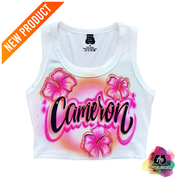 airbrush custom spray paint  Airbrush Hawaiian Flowers Crop Top Design shirts hats shoes outfit  graffiti 90s 80s design t-shirts  Airbrush Brothers