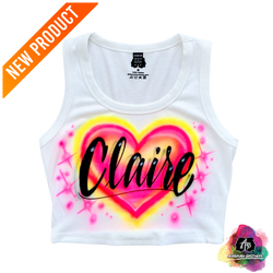 airbrush custom spray paint  Airbrush Heart Name Crop Top shirts hats shoes outfit  graffiti 90s 80s design t-shirts  Airbrush Brothers