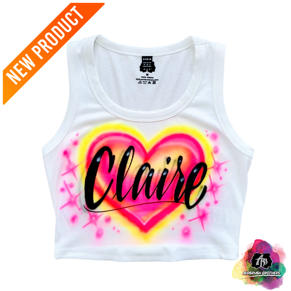 airbrush custom spray paint  Airbrush Heart Name Crop Top shirts hats shoes outfit  graffiti 90s 80s design t-shirts  Airbrush Brothers