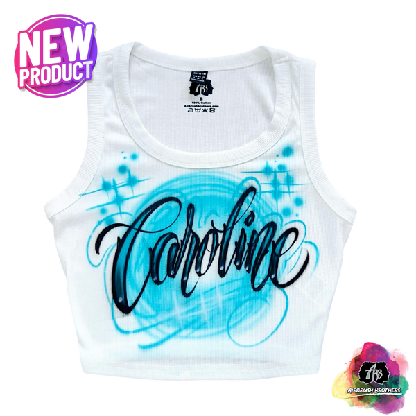 airbrush custom spray paint  Airbrush Name Crop Top - Cursive Design shirts hats shoes outfit  graffiti 90s 80s design t-shirts  Airbrush Brothers
