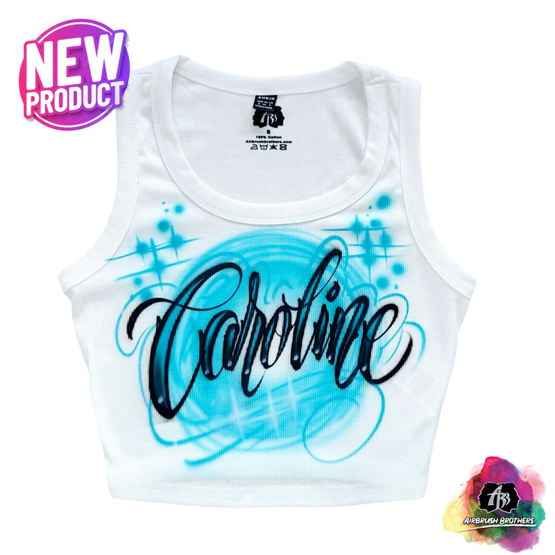 airbrush custom spray paint  Airbrush Name Crop Top - Cursive Design shirts hats shoes outfit  graffiti 90s 80s design t-shirts  Airbrush Brothers