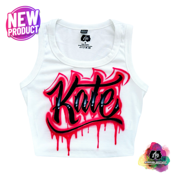 airbrush custom spray paint  Airbrush Name Crop Top - Drip Design shirts hats shoes outfit  graffiti 90s 80s design t-shirts  Airbrush Brothers