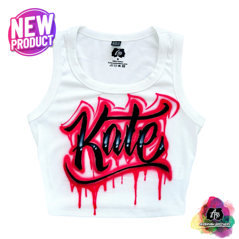 airbrush custom spray paint  Airbrush Name Crop Top - Drip Design shirts hats shoes outfit  graffiti 90s 80s design t-shirts  Airbrush Brothers