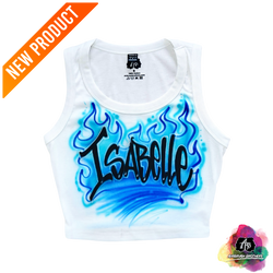 airbrush custom spray paint  Airbrush Name Crop Top - Flame Design shirts hats shoes outfit  graffiti 90s 80s design t-shirts  Airbrush Brothers