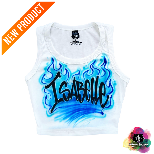 airbrush custom spray paint  Airbrush Name Crop Top - Flame Design shirts hats shoes outfit  graffiti 90s 80s design t-shirts  Airbrush Brothers