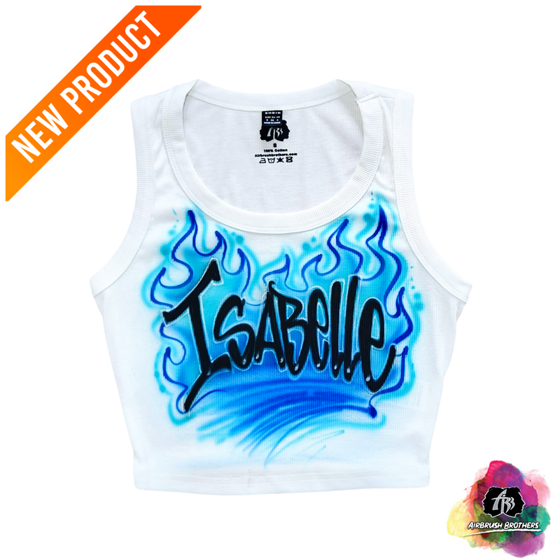 airbrush custom spray paint  Airbrush Name Crop Top - Flame Design shirts hats shoes outfit  graffiti 90s 80s design t-shirts  Airbrush Brothers