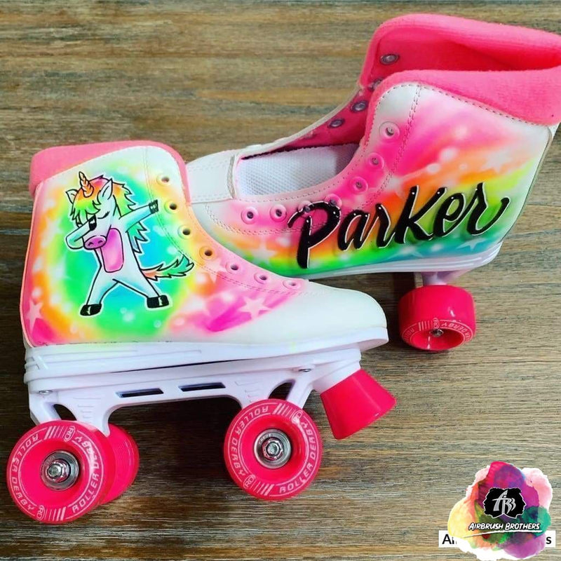 airbrush custom spray paint  Airbrush Unicorn Roller Skates Design shirts hats shoes outfit  graffiti 90s 80s design t-shirts  AirbrushBrothers shoes