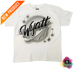 airbrush custom spray paint  Personalized Airbrush Name T-Shirt — Script Style shirts hats shoes outfit  graffiti 90s 80s design t-shirts  Airbrush Brothers Shirt