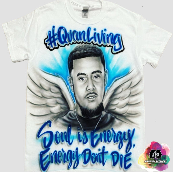 airbrush custom spray paint  Airbrush Black and White Portrait With Wings Shirt Design shirts hats shoes outfit  graffiti 90s 80s design t-shirts  Airbrush Brothers Shirt