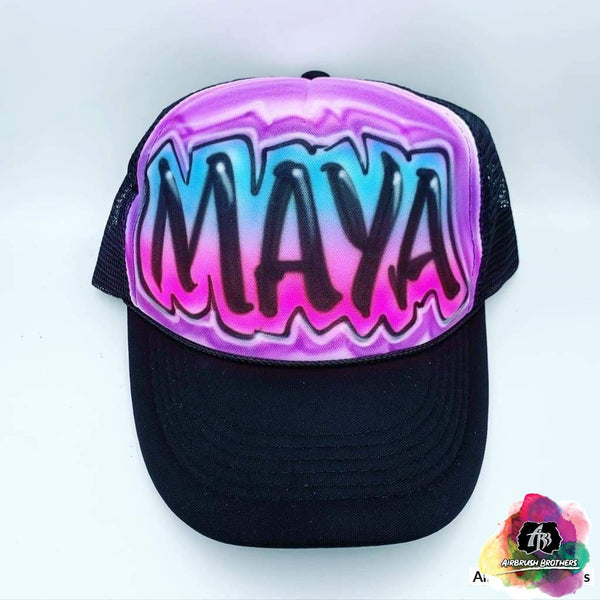 airbrush custom spray paint Airbrush Hat Graffiti Bubble Design shirts hats shoes outfit graffiti 90s 80s design t-shirts Airbrush Brothers Hats