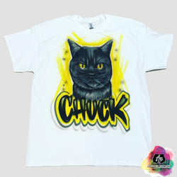 airbrush custom spray paint  Airbrush Cat Portrait Shirt Design shirts hats shoes outfit  graffiti 90s 80s design t-shirts  Airbrush Brothers Shirt