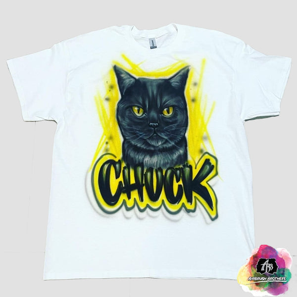 airbrush custom spray paint  Airbrush Cat Portrait Shirt Design shirts hats shoes outfit  graffiti 90s 80s design t-shirts  Airbrush Brothers Shirt