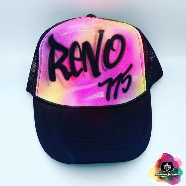airbrush custom spray paint  Airbrush Colorful Hat Design shirts hats shoes outfit  graffiti 90s 80s design t-shirts  Airbrush Brothers Hats