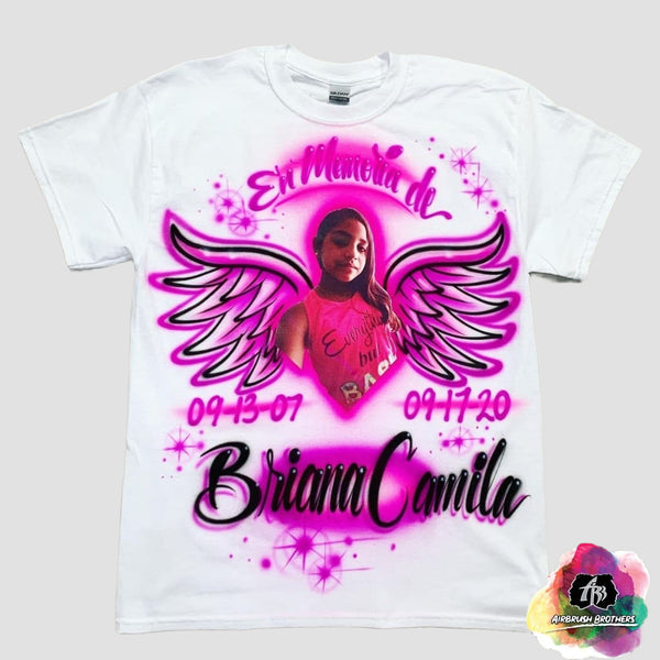 airbrush custom spray paint  Airbrush En Memoria De Design shirts hats shoes outfit  graffiti 90s 80s design t-shirts  Airbrush Brothers Shirt