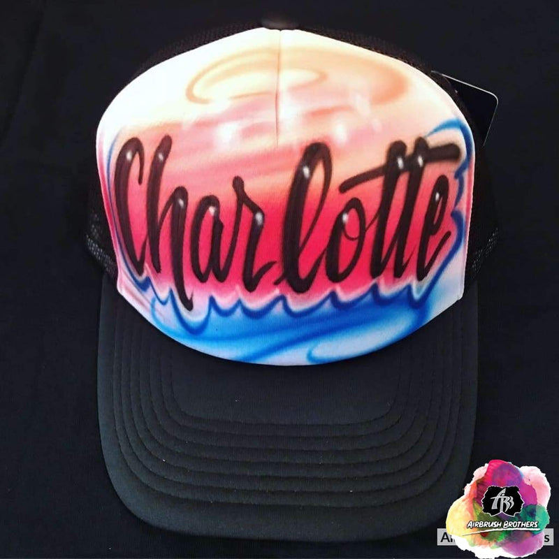 airbrush custom spray paint Airbrush Hat Graffiti Bubble Design shirts hats shoes outfit graffiti 90s 80s design t-shirts Airbrush Brothers Hats