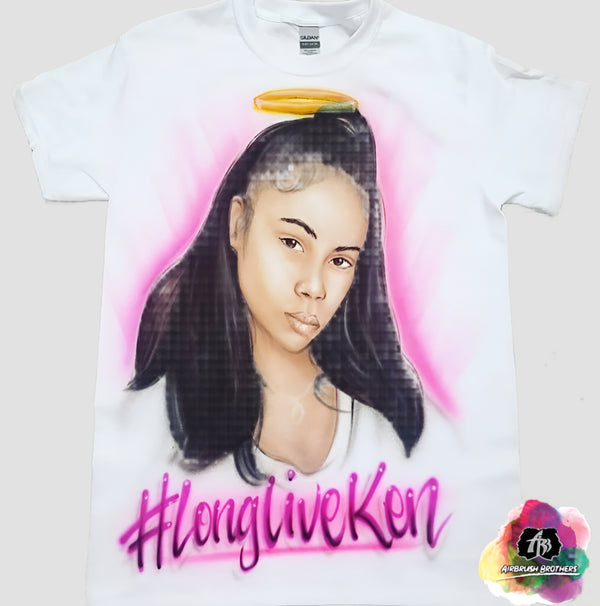 airbrush custom spray paint  Airbrush Long Live Portrait Design shirts hats shoes outfit  graffiti 90s 80s design t-shirts  Airbrush Brothers Shirt