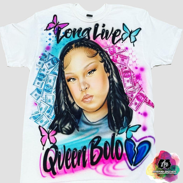 airbrush custom spray paint  Airbrush Long Live Portrait With Butterflies Shirt Design shirts hats shoes outfit  graffiti 90s 80s design t-shirts  Airbrush Brothers Shirt