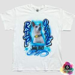 airbrush custom spray paint  Airbrush Memorial Pet Shirt Design shirts hats shoes outfit  graffiti 90s 80s design t-shirts  Airbrush Brothers Shirt