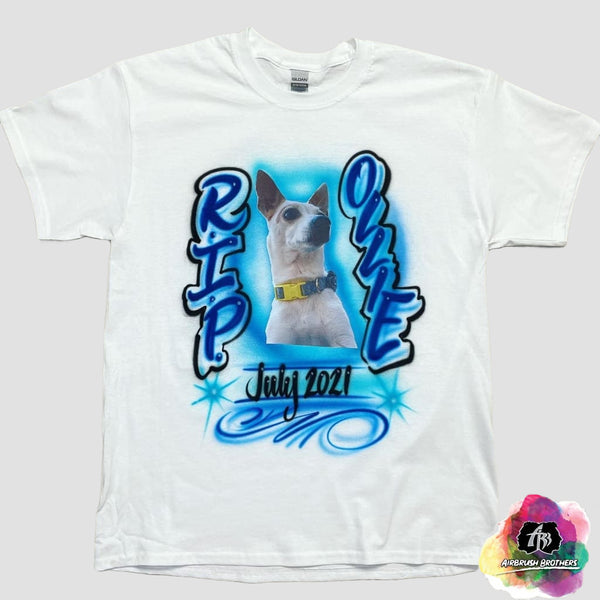 airbrush custom spray paint  Airbrush Memorial Pet Shirt Design shirts hats shoes outfit  graffiti 90s 80s design t-shirts  Airbrush Brothers Shirt