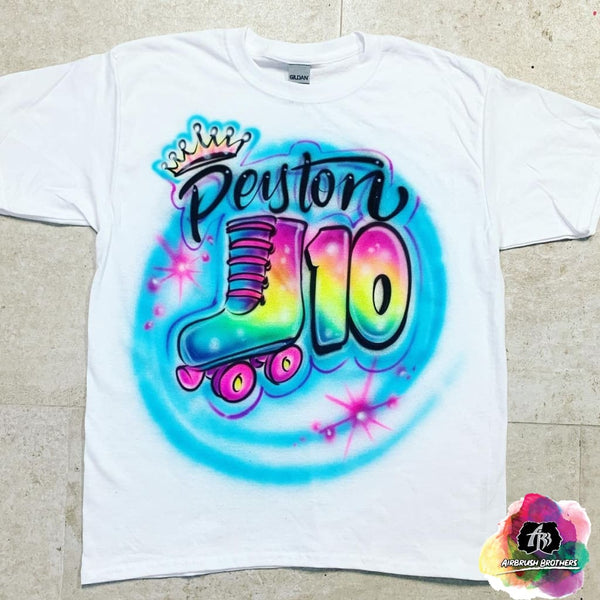 airbrush custom spray paint  Airbrush Multicolor Skate Birthday Shirt Design shirts hats shoes outfit  graffiti 90s 80s design t-shirts  Airbrush Brothers Shirt