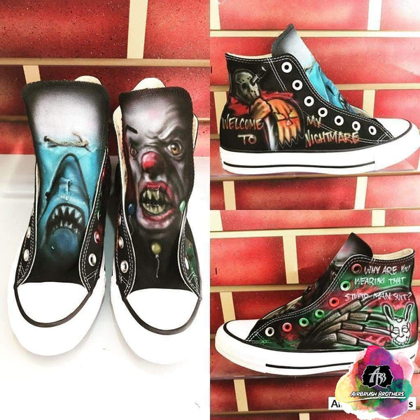Airbrush Nightmare Themed Shoe Design Shoes