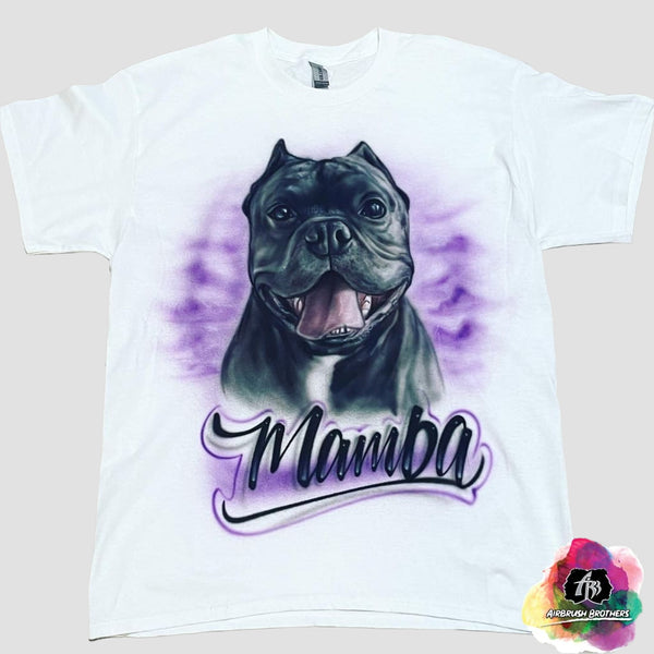 airbrush custom spray paint  Airbrush Pet Portrait with Purple Clouds Design shirts hats shoes outfit  graffiti 90s 80s design t-shirts  Airbrush Brothers Shirt