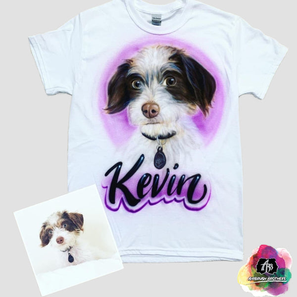 airbrush custom spray paint  Airbrush Pet Portrait with Purple Design shirts hats shoes outfit  graffiti 90s 80s design t-shirts  Airbrush Brothers Shirt