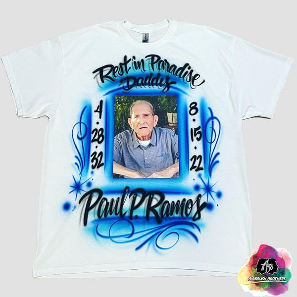 airbrush custom spray paint  Airbrush Rest in Paradise Daddy Shirt Design shirts hats shoes outfit  graffiti 90s 80s design t-shirts  AirbrushBrothers Shirt