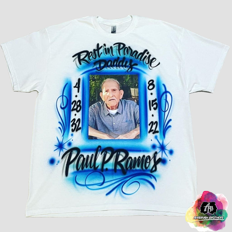 airbrush custom spray paint  Airbrush Rest in Paradise Daddy Shirt Design shirts hats shoes outfit  graffiti 90s 80s design t-shirts  AirbrushBrothers Shirt
