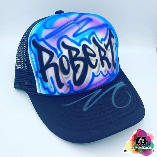 airbrush custom spray paint Airbrush Hat Graffiti Bubble Design shirts hats shoes outfit graffiti 90s 80s design t-shirts Airbrush Brothers Hats