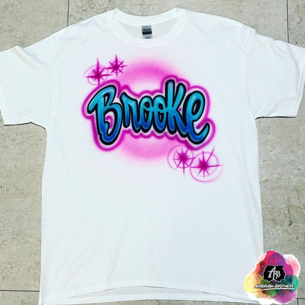 airbrush custom spray paint  Airbrush Two Colored Name Shirt Design shirts hats shoes outfit  graffiti 90s 80s design t-shirts  Airbrush Brothers Shirt