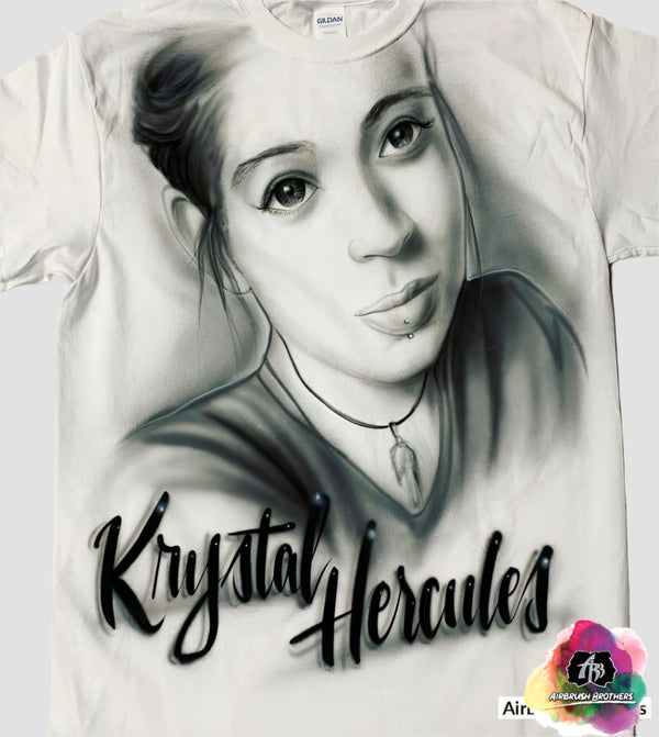 Airbrush Memorial Portrait Shirt | Black & White Success