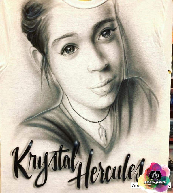 Airbrush Memorial Portrait Shirt | Black & White Success