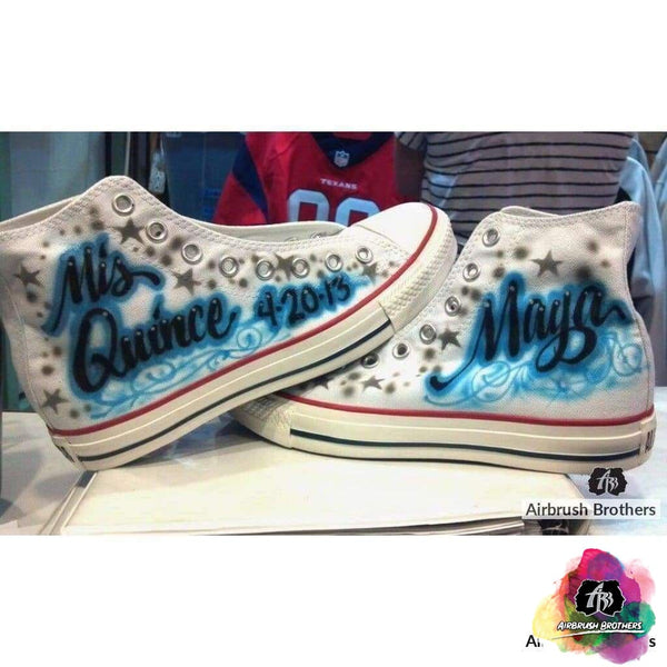 custom airbrush shoes custom airbrush Gray Stars Quince Shoes