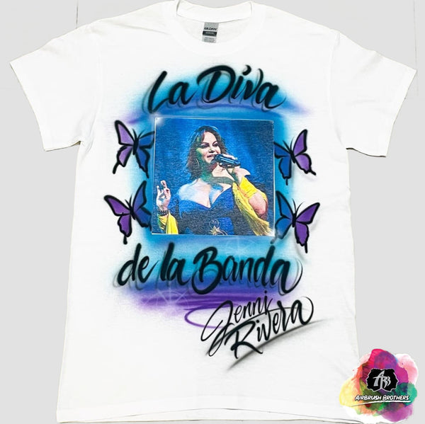 airbrush custom spray paint  Jenni Rivera Airbrush Shirt Design shirts hats shoes outfit  graffiti 90s 80s design t-shirts  Airbrush Brothers Shirt