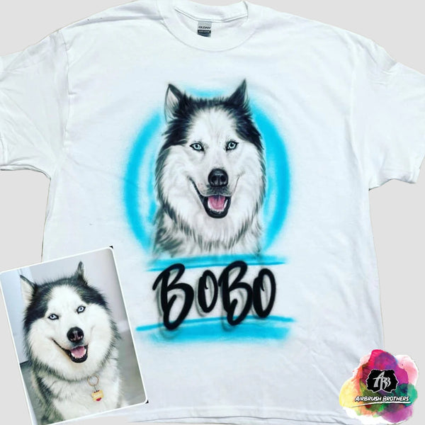 airbrush custom spray paint  Rest in Paradise Dog Portrait Design shirts hats shoes outfit  graffiti 90s 80s design t-shirts  Airbrush Brothers Shirt
