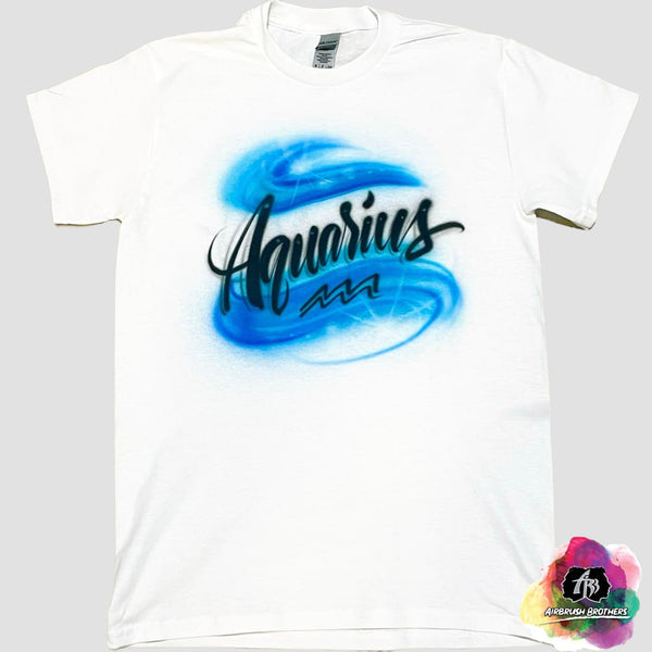 airbrush custom spray paint  Zodiac Aquarius Airbrush Shirt Design shirts hats shoes outfit  graffiti 90s 80s design t-shirts  Airbrush Brothers Shirt