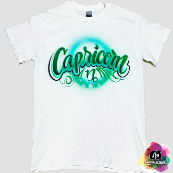 airbrush custom spray paint  Zodiac Sign Shirt Design shirts hats shoes outfit  graffiti 90s 80s design t-shirts  Airbrush Brothers Shirt